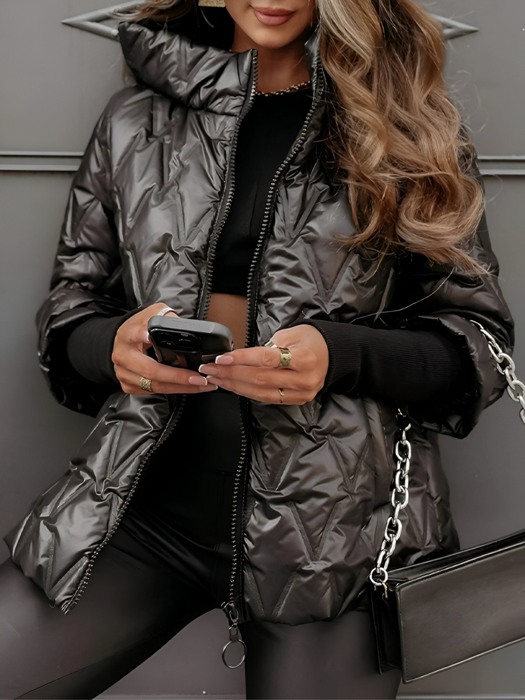 Aurora Comfortable Padded Winter Jacket with Hood, view 8 - Elena Harper