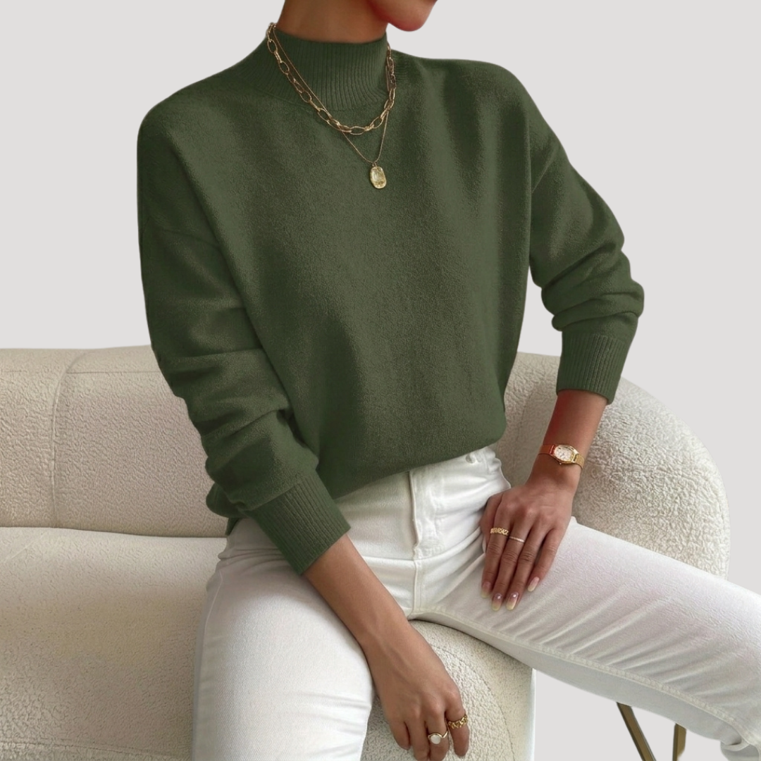 Women's High Neck Sweater with Long Sleeves