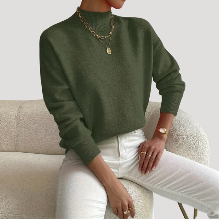 Women's High Neck Sweater with Long Sleeves