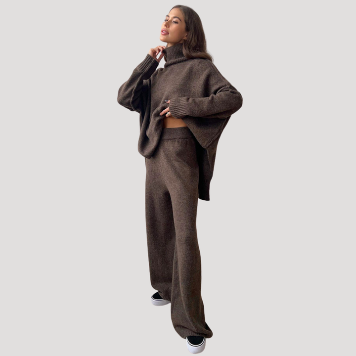 Women's Oversized Knit Sweater and Wide Leg Pants Set