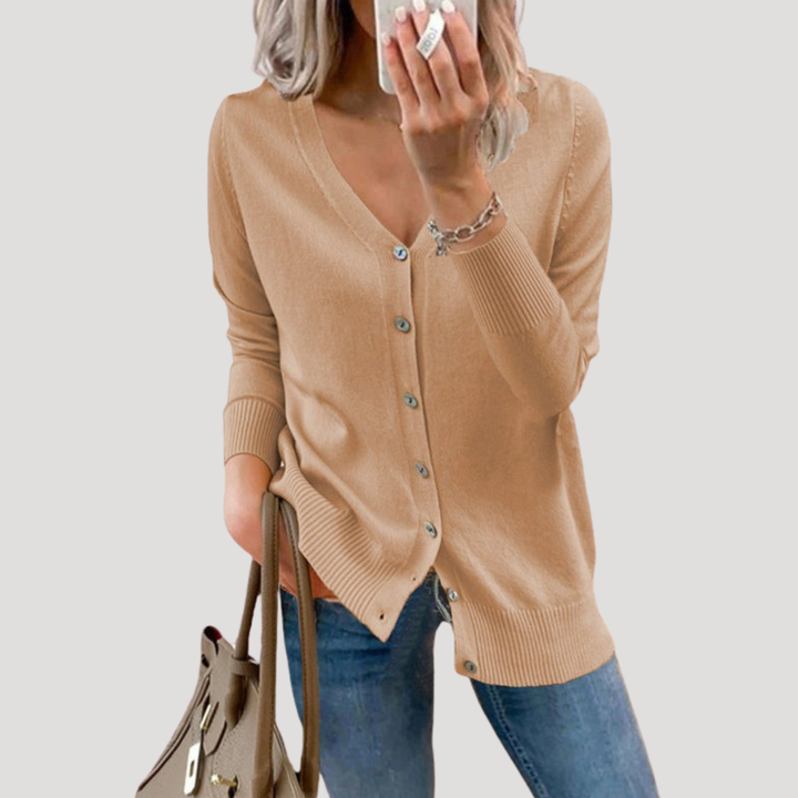Women's V-Neck Buttoned Cardigan