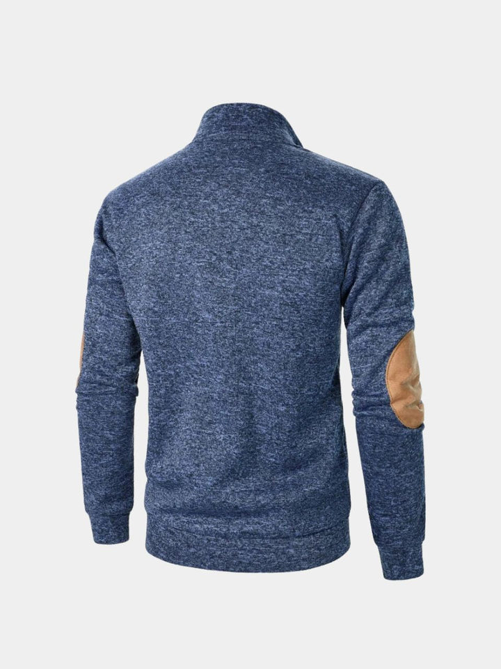 Callum Heritage Pullover with Contrast Elbow Patches for Men - Elena Harper
