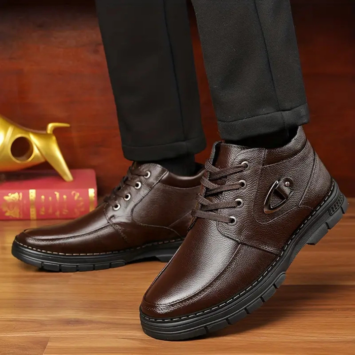 Severino Soft Leather Ankle Boots, view 3 - Elena Harper