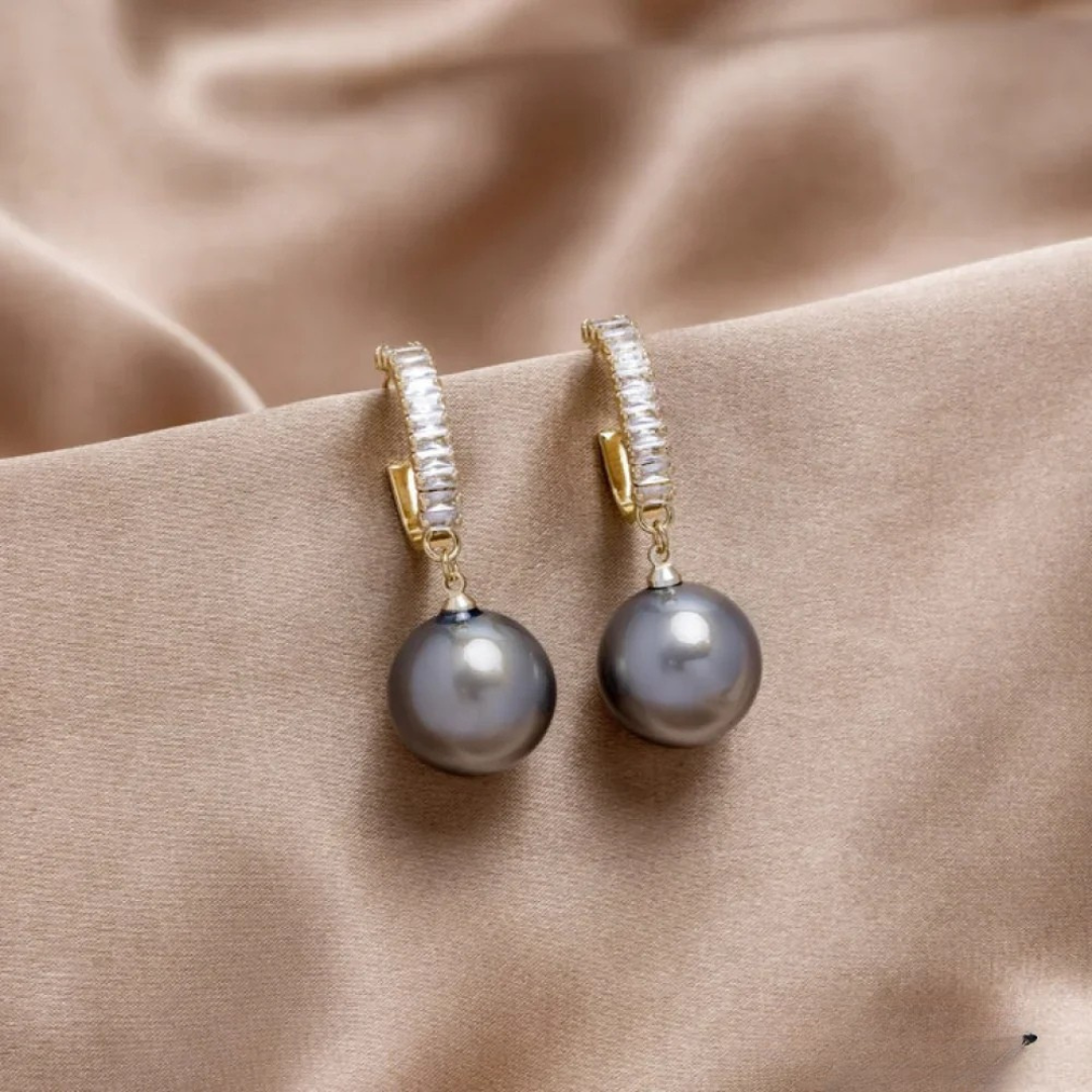 Pearl and Zircon Earrings, view 2 - Elena Harper