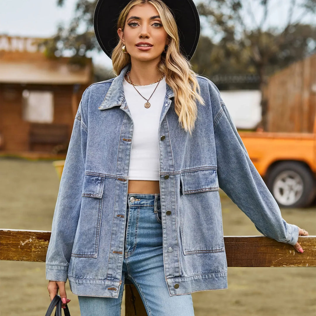 Classic Vintage Denim Jacket for Women, view 4 - Elena Harper