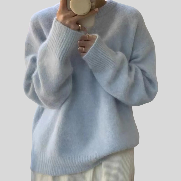 MIRIELLE Comfy Long Sleeve Round Neck Sweater, view 8 - Elena Harper