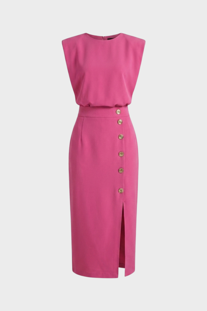 Women's Midi Dress Button | Sleeveless