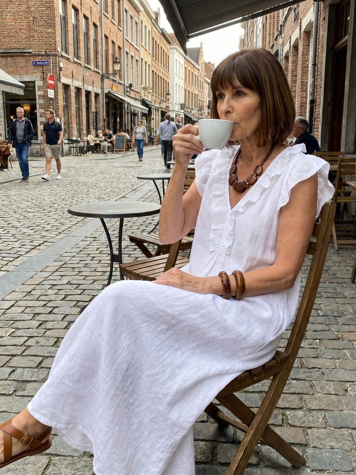 Women's Sleeveless Ruffle Trim Midi Dress - Flowing & Comfortable
