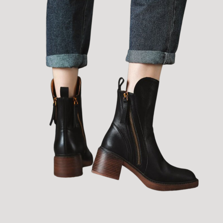 Women’s Block Heel Side Zip Ankle Boots