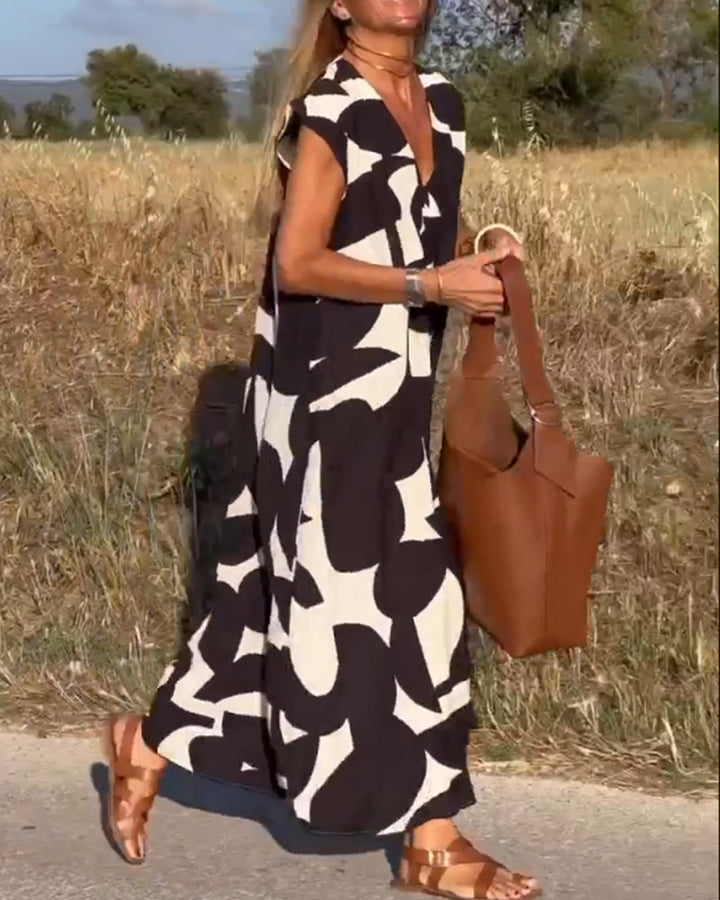 SITA Dress with print and V-neckline - Elena Harper