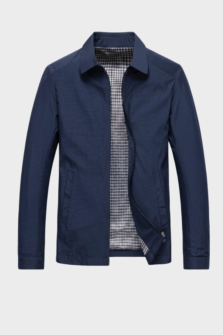 Men's Harrington Jacket Lapel Collar & Zipper - Elena Harper