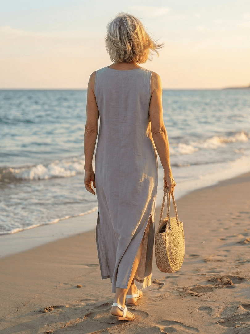 Arielle™ Airy Flow Midi Dress by Emma & Rose Cape Town, lightweight fabric, flowing silhouette, and elegant design.