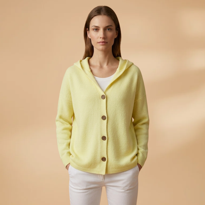 Women's Cardigan with Hood and Button Closure