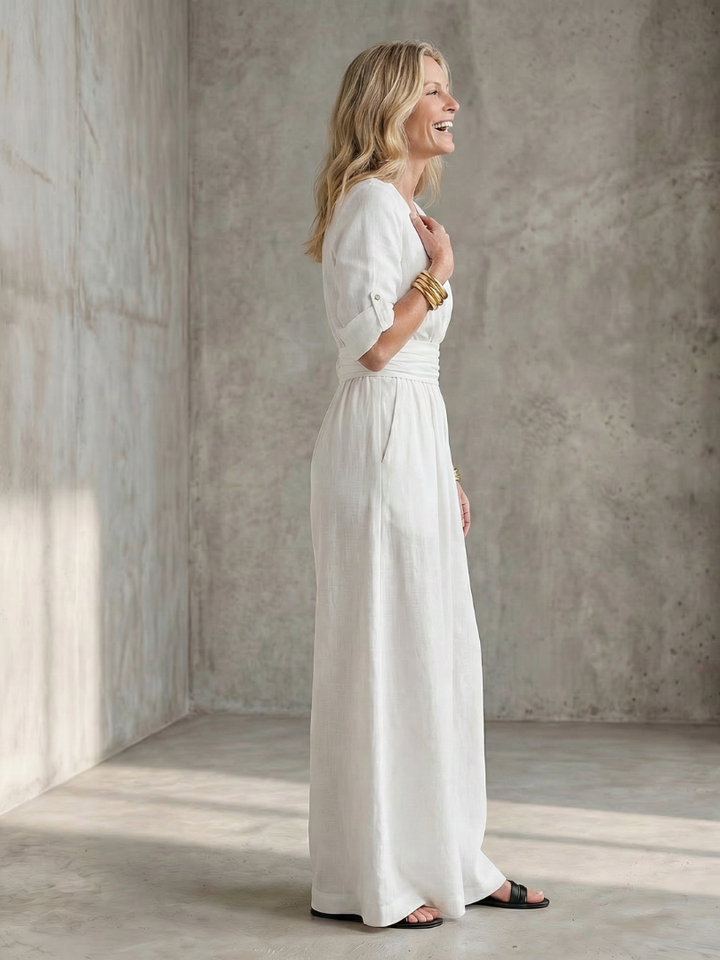 Women's Cross Front Wide Leg Jumpsuit - Elegant & Comfortable