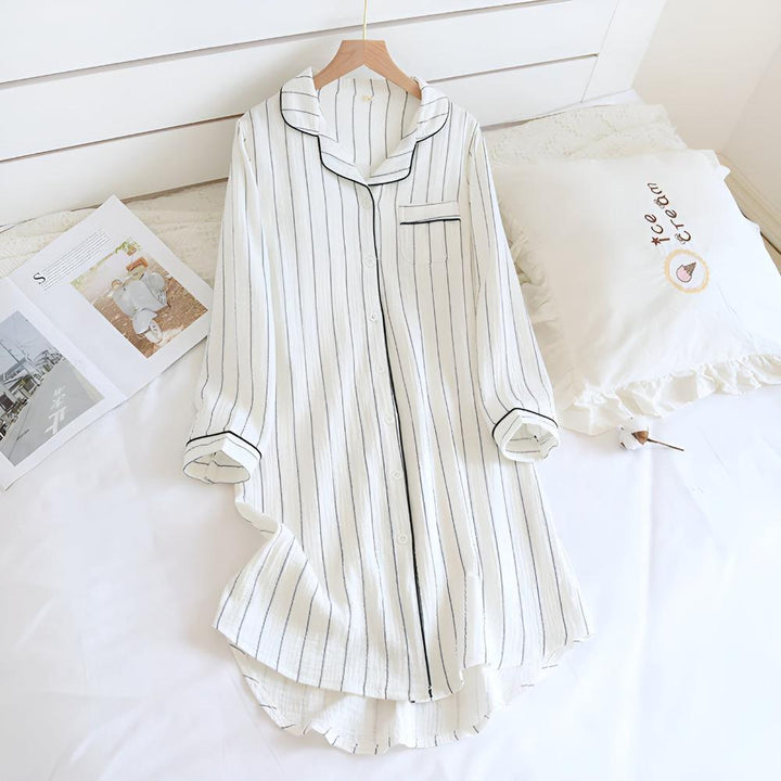 Pastel Stripe Cotton Nightgown