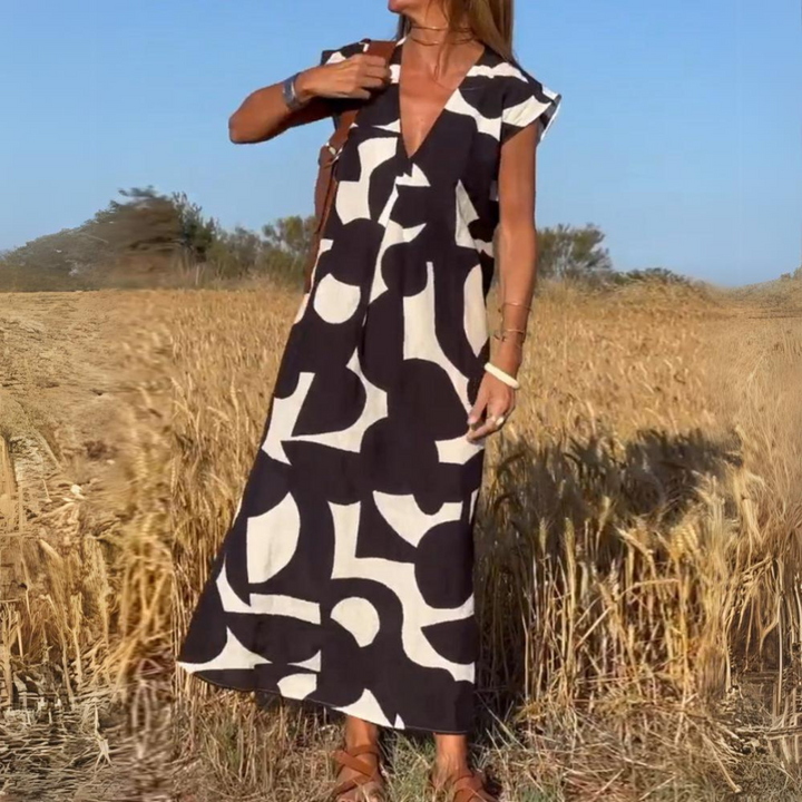 Elena™  |  Printed Dress V-neck