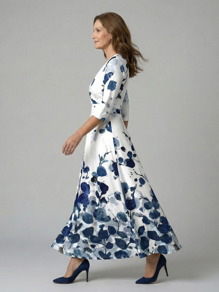 Celine Cross Wrap Neck Midi Dress - Elena Harper