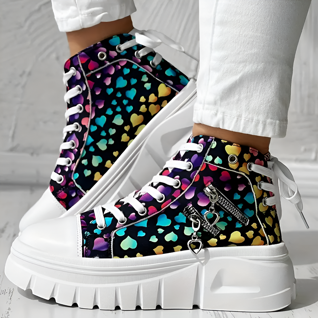 Elin™ | Comfortable High Sneakers with Denim