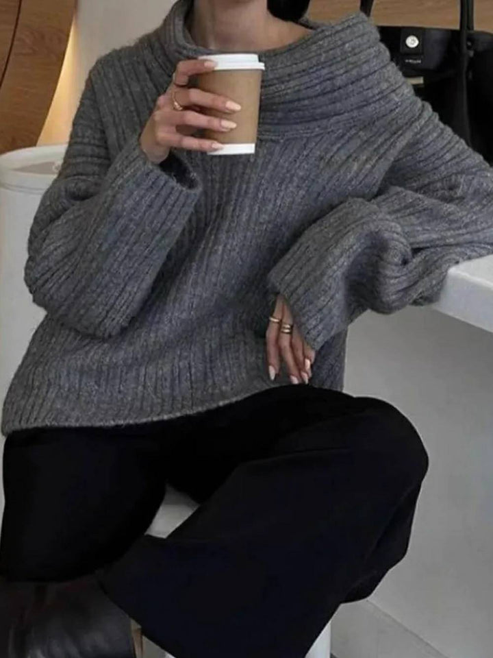 Oversized High Roll Knit Pullover, view 3 - Elena Harper
