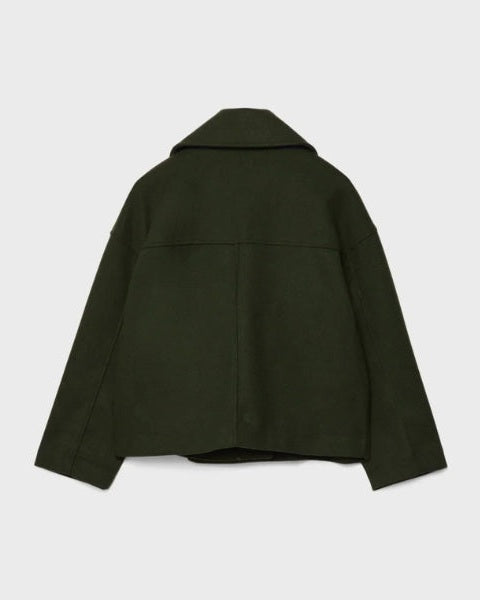 Short Women's Wool Cross Coat - Minimalist and Elegant