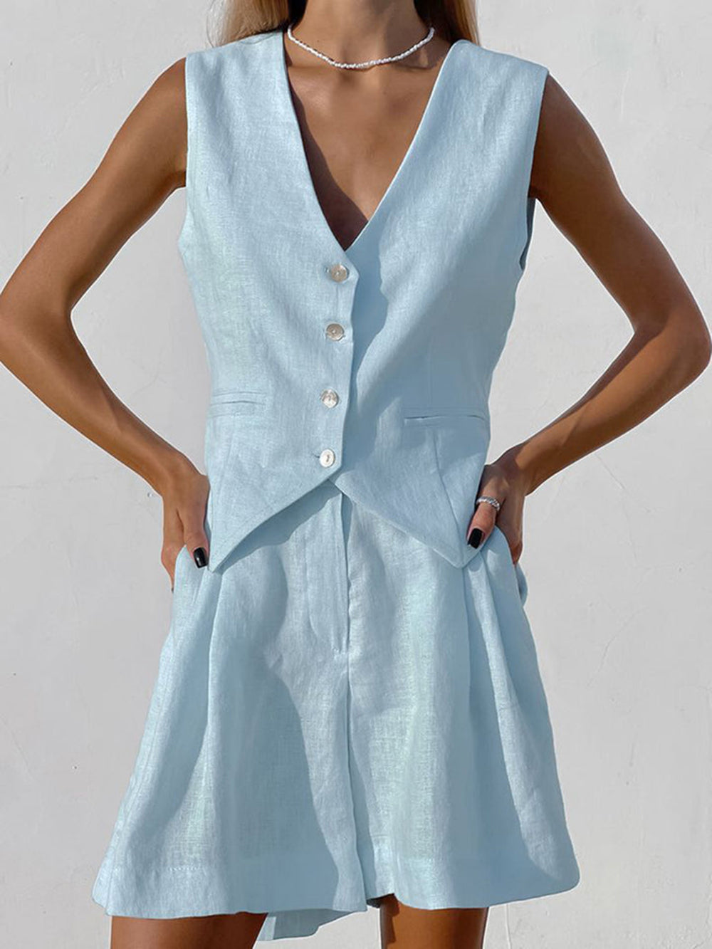 Paros Cover Up Two Piece Shorts Set, view 8 - Elena Harper