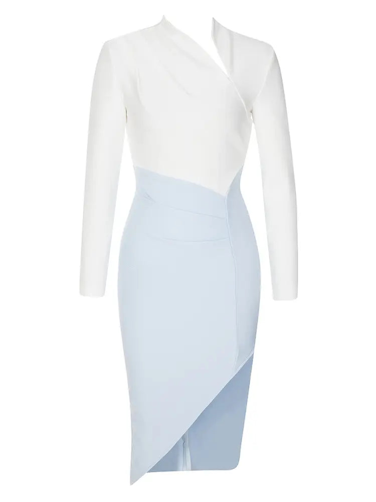 One-Shoulder Side Slit Bandage Dress, view 6 - Elena Harper