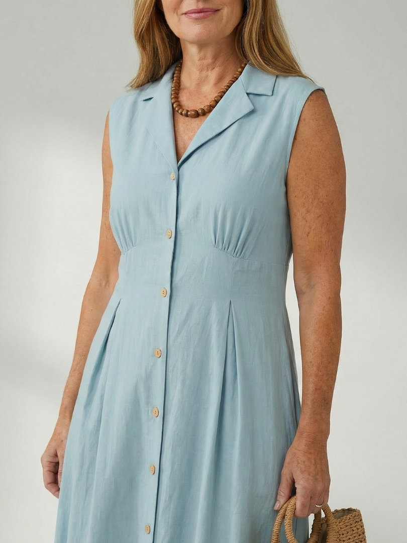 Women's Stack Button Midi Dress – Effortless Style