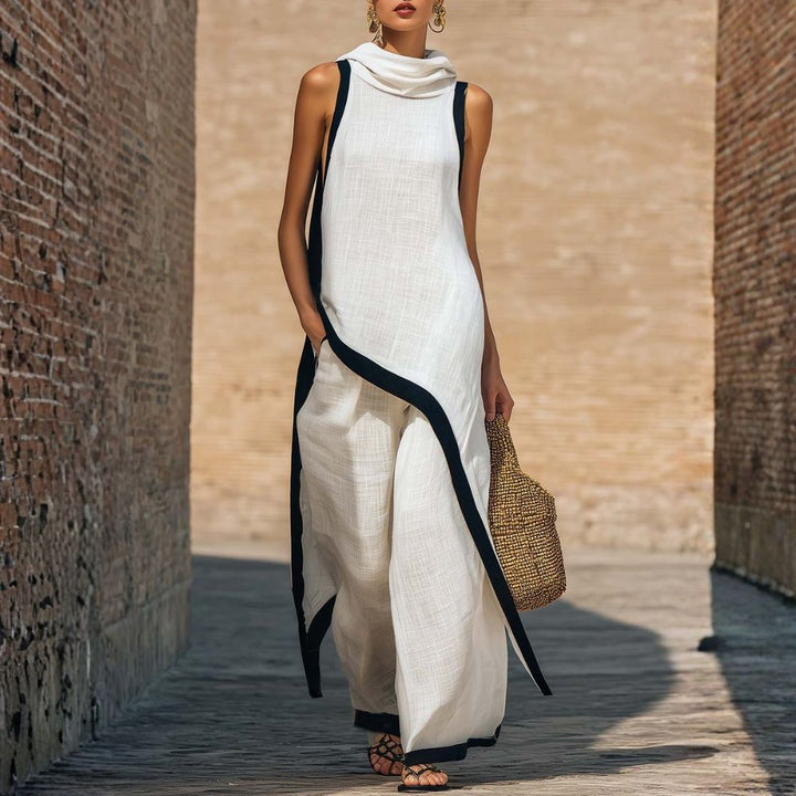 ASYMMETRICAL LINEN SET FOR WOMEN