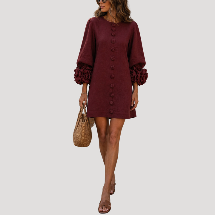 Women's Flared Mini Button Dress