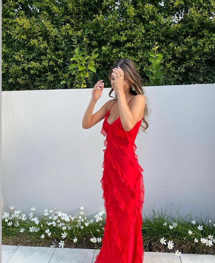 Aliza Maxi Dress with Ruffles, view 3 - Elena Harper