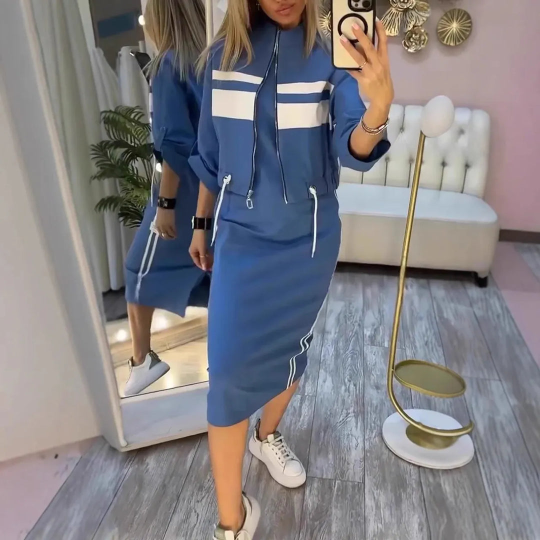 Mire™ | Comfortable Midi Dress & Cardigan