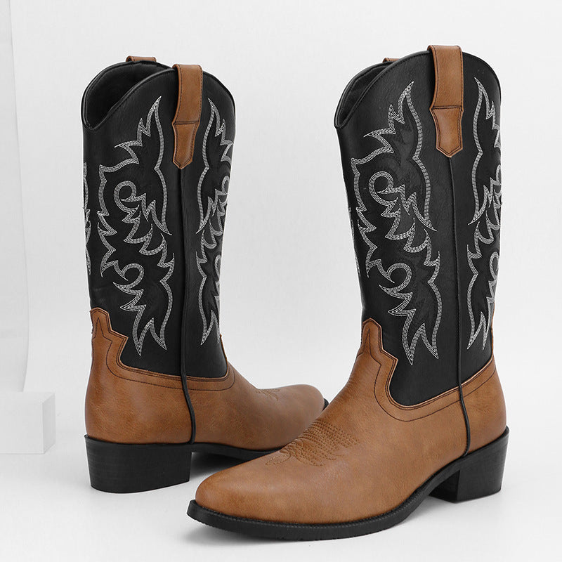 Retro Style Embroidered High Boots for Men - Kervon