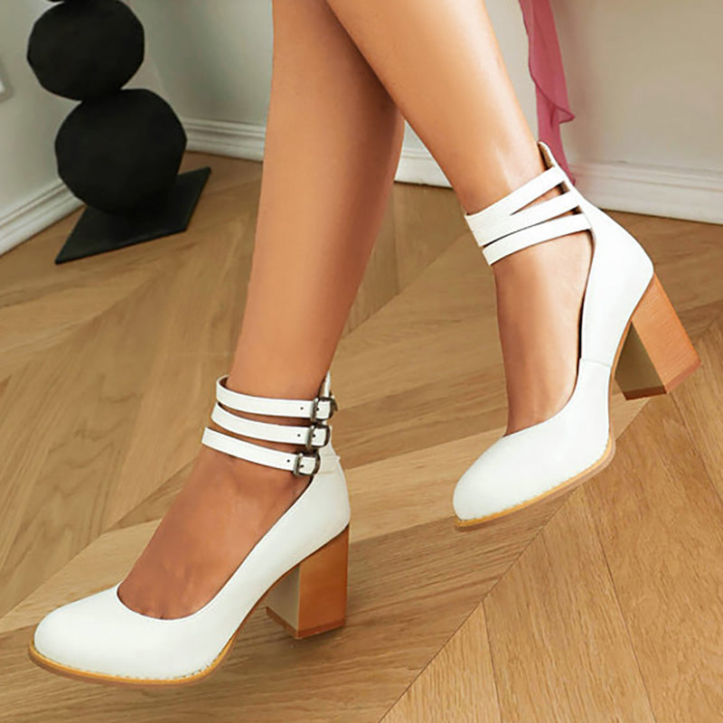 Women's Ankle Strap Block Heels – Elegant & Stable