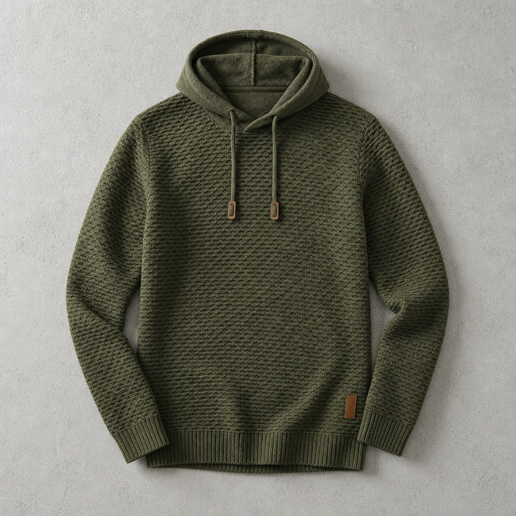 Bormio Basket-Weave Pullover Hoodie, view 2 - Elena Harper
