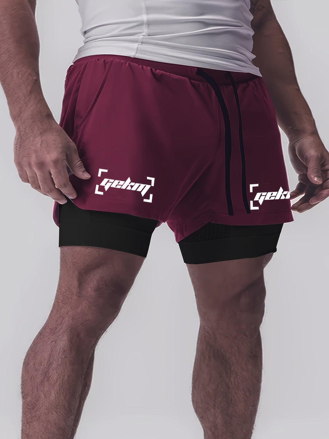 Men's Montarello 2-in-1 Sports Shorts with Compression Liner and Zipper Pocket