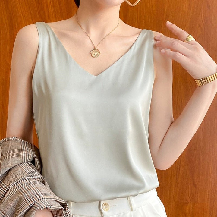 Yvonne | Stylish Satin V-Neck Top for Women
