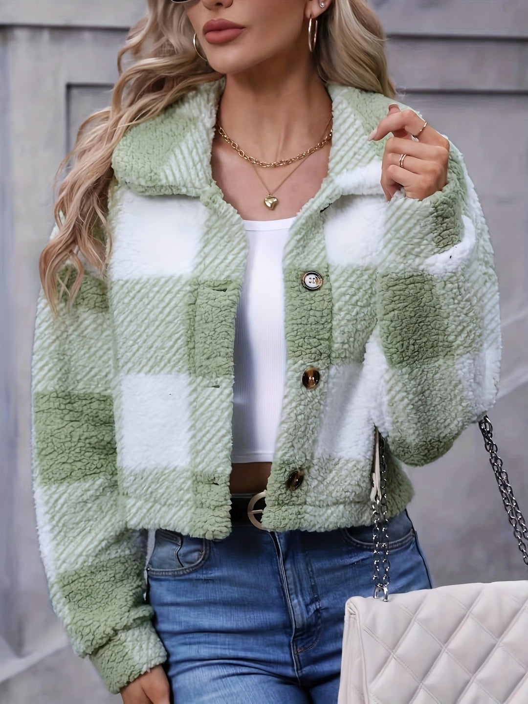Short Women's Checkered Jacket - Modern and Casual