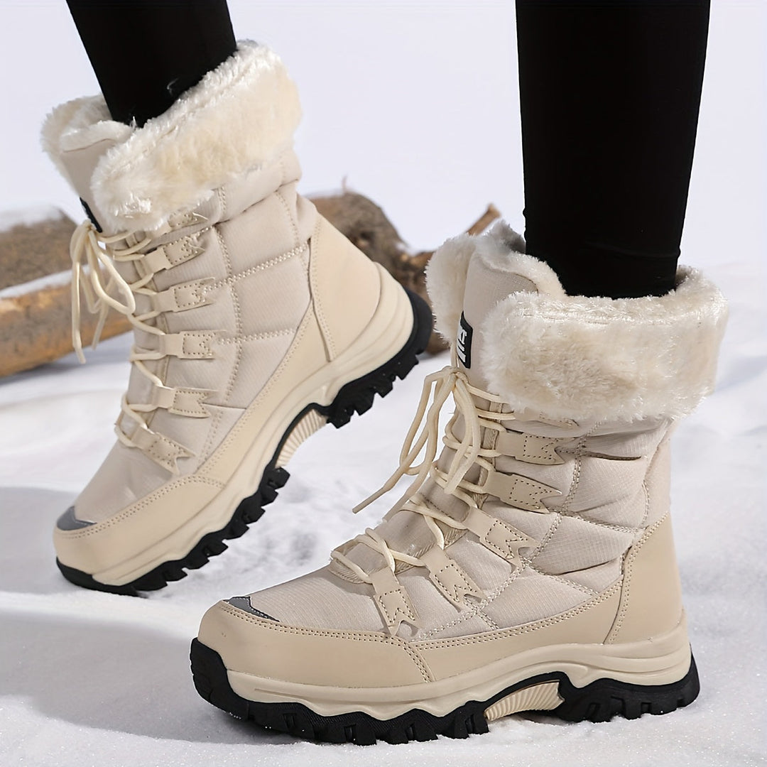 Ladies' Warm Winter Boots – Brown Leather, Waterproof and Insulating for Cold Days