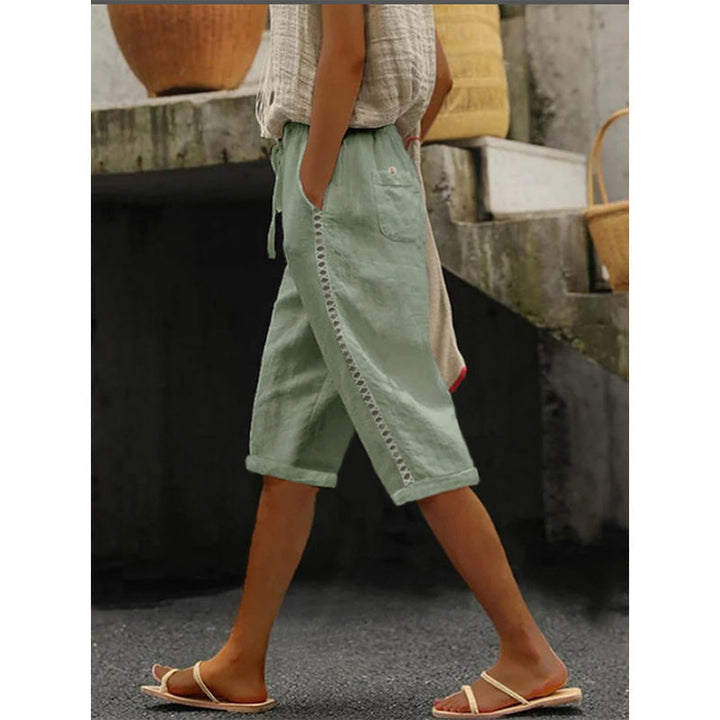 Mariele Airy Women's Capri Pants with Decorative Lace, view 9 - Elena Harper