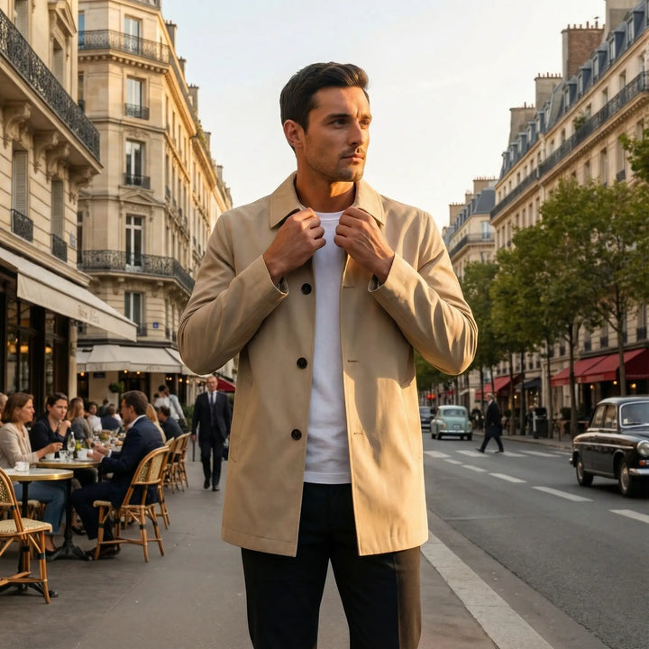 MID-LENGTH MEN'S TRENCH COAT