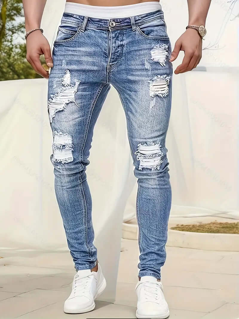 Men's Ripped Skinny Jeans - Elena Harper