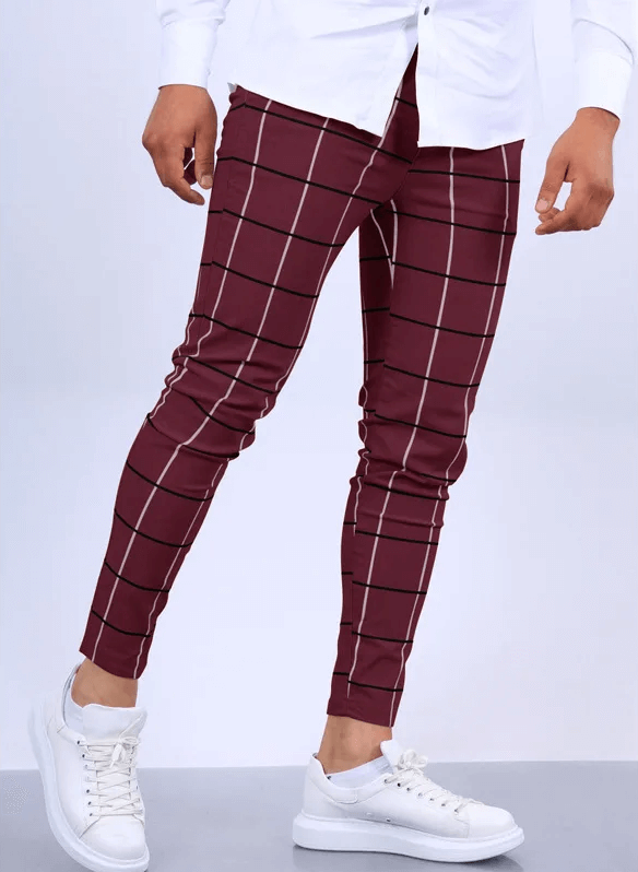 Men's Casual Checkered Ankle-Length Pants