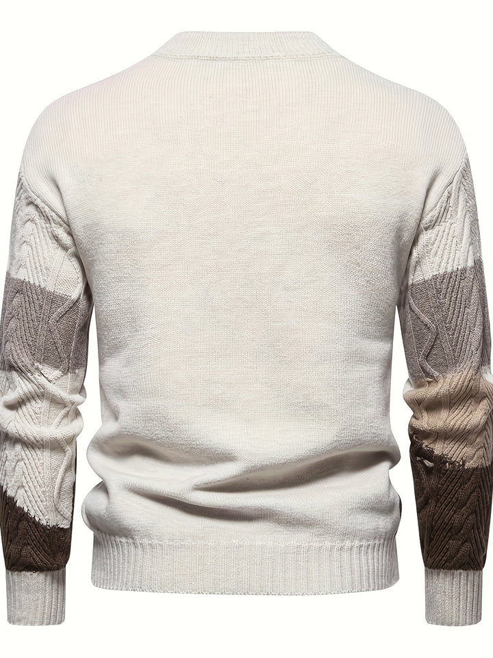 Simon Textured Colour-Block Sweater, view 3 - Elena Harper