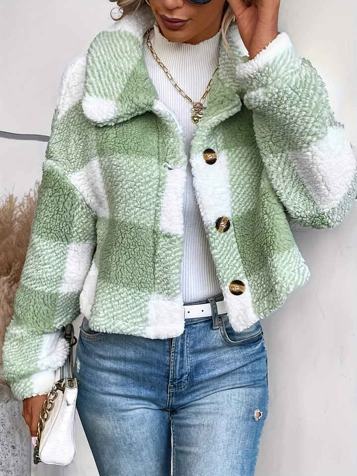 Priya - Chic Vichy Sherpa Coat