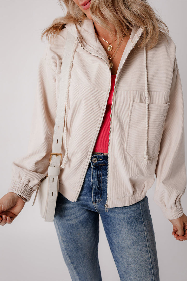 Fiona – Casual Corduroy Jacket with Hood for a Relaxed Style