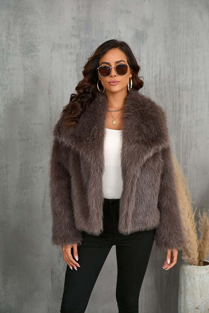 Taupe Coat, view 3 - Elena Harper