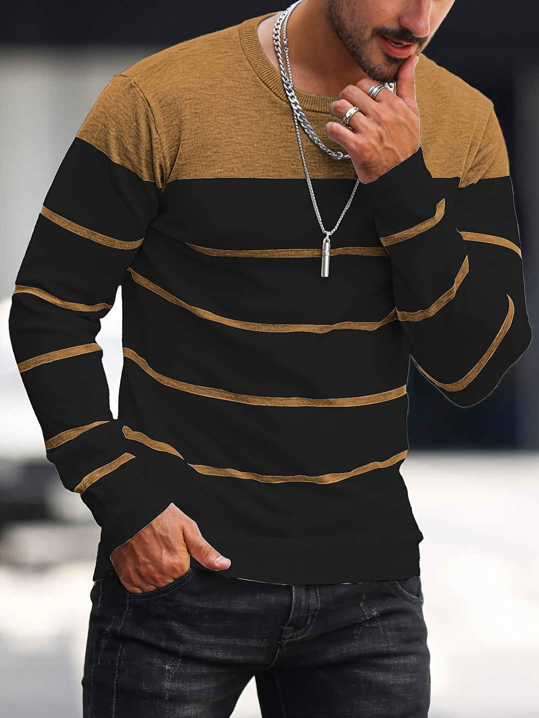 Rory Colour-Block Striped Pullover - Elena Harper