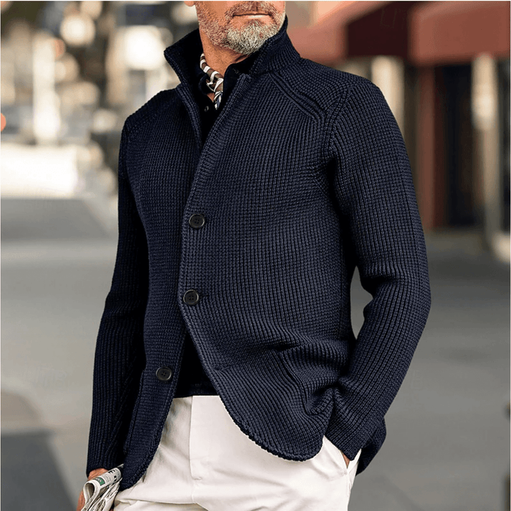 Men's Knit Cardigan Sweater, view 3 - Elena Harper