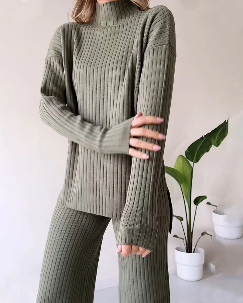 Complete Casual Chic Two-Piece with Slit, view 2 - Elena Harper