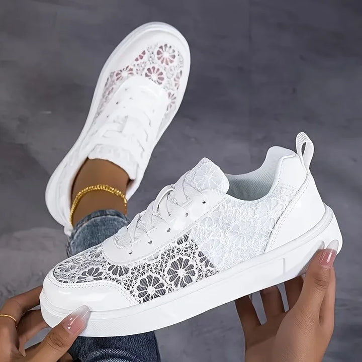 Liena Sneaker with Lacing and Floral Pattern, view 5 - Elena Harper
